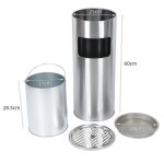 Yyixingpoubelle corbeille verticale rond en acier inox - 60(h)x 25 cm - 30l