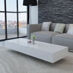 &z - table basse contemporain laqué blanc - 115 x 55 cm - brillant - rectangulaire &z - table basse contemporain laqué blanc - 115 x 55 cm - brillant - rectangulaire