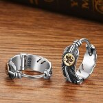 Zabra 925 en argent sterling en laiton massif volant aigle plume boucle doreille bijoux pour hommes - ...