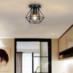 Zaku 1pcs plafonnier industriel cage diamant en fer e27 �clairage de plafond luminaire lustre pour chambre ...