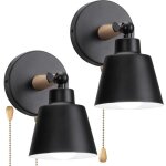 Zaku lot de 2 appliques murales vintage e27 luminaire industriel en bois mtal rglable lampe interieur ...