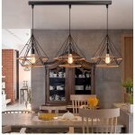 Zaku lustre suspension industrielle design 3 lampes diamant chanvre corde mtal led luminaire plafonnier ...