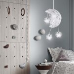 Zaku suspension luminaire lune �toiles led lustre plafonnier avec 5 ampoules pour enfants chambre 15cm ...