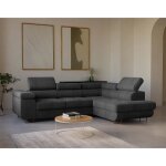 Zaria - canap� dangle droit - convertible avec coffre et t�ti�res r�glables - 5 places - en velours c�tel� ...