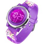 Zeiger montre pour fille lectronique enfant licorne violet 3d bracelet 7 rtroclairage led alarme chronomtr ...
