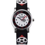 Montre enfant zeiger - bracelet noir - football 3d - quartz analogique