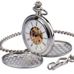 Zeiger montre gousset mcanique montre poche argent steampunk squelette style vintage classique rtro ...