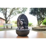 Fontaine dintrieur grace - zenlight - bouddha amovible - eclairage led - marron