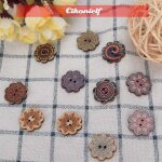 Zerone bouton en bois boutons en bois en forme de fleur 100 pi�ces de 20 mm style r�tro joli artisanat ...