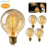 Ampoule globe vintage edison e27 - zoomdo - blanc chaud 40w - lot de 4