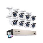 Zosi 8ch 1080p h. 265 + dvr avec disque dur de 2 to camra de surveillance extrieur 2mp ip66 vision ...