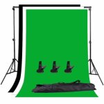 Zuochen kit de support de fond de studio photo 1. 6 * 3 m toile de fond dcran noir blanc vert et support ...
