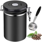 1. 5l boite � caf� herm�tique noir bo�te � caf� en acier inoxydable avec cadran dateur et cuill�re caf� ...