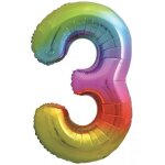 Ballon chiffre - multicolore - 36cm - aluminium - gonflable à lair ou hélium - anniversaire 3 ans Ballon chiffre - multicolore - 36cm - aluminium - gonflable à lair ou hélium - anniversaire 3 ans