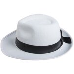 1 chapeau adulte borsalino feutre blanc avec ruban noir ref / 34761 (accessoire d�guisement)