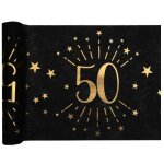 1 chemin de table anniversaire 50 ans noir et dor or 30cm x 5m ref / 6787
