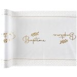 1 chemin de table lgant baptme blanc et dor or mtallis 29cm x 3m ref / 8008