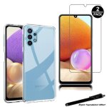 1 coque de protection transparente + 2 verres tremp� pour samsung galaxy a32 4g avec stylet toproduits� ...