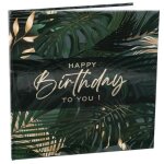 1 livre dor anniversaire jungle tropicale chic happy birthday 24cm ref / 8541