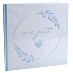 1 livre dor mon petit coeur en bleu ciel et blanc ref / 7624 (baby shower naissance baptme)