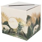 1 tirelire urne anniversaire jungle tropicale chic happy birthday 20cm ref / 8542