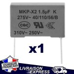 1 x condensateur mkp x2 15�f 1. 5uf 1500nf 155k 155 k 310v 275v 250v