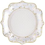 10 assiettes en carton floral champêtre en doré or métal avec du bleu et rose 21cm ref / 8013 baptême ... 10 assiettes en carton floral champêtre en doré or métal avec du bleu et rose 21cm ref / 8013 baptême ...