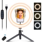 10 led ring light avec tr�pied lampe circulaire avec support r�glable et t�l�commande pour youtube ou ...