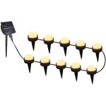 10 mini - spots lumineux solaires  piquer - lumisky - soliray - 12 m - led blanc chaud - balisage alle ...