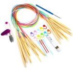 10 paires aiguilles circulaires bambou 3. 5 - 10. 0mm avec accessoires tricot et crochet