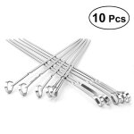 10 pcs en acier inoxydable barbecue kabob plat en métal griller brochettes set réutilisable bbq bâtons ... 10 pcs en acier inoxydable barbecue kabob plat en métal griller brochettes set réutilisable bbq bâtons ...