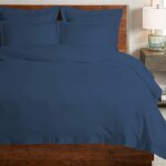 100% coton parure housse de couette 140x200 2 personne bleu profond satin coton merceris� 400 fils avec ...