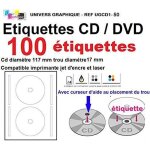 100 tiquettes cd dvd autocollante autocollant diamtre 117 mm trou 17 mm livr avec curseur de placement ...