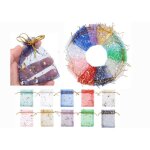 100 pcs sachets pochettes cadeau en organza avec rubans pour bijoux avec cordon et motif �toiles lune ...