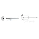 Degometal - 100 rivets aveugles standards alu / acier t�te large 4. 8x12 - 103 248 121