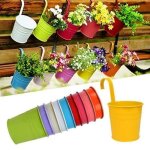 10pcs pots de fleurs suspendu color�s en m�tal accroche amovible pot de fleur ext�rieur plante d�coration ...