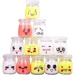 12 pcs pots yaourt en verre avec couvercles hermetique petit pot de yaourt emoticone pour cooko yaourt ...