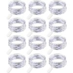 12 pi�ces guirlande lumineuse � piles - hykjside - blanc froid - 2 m�tres - fil de cuivre - mini guirlande ...