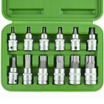Douilles torx - jbm - coffret 12 pi�ces - carr� 1 / 2 - acier chrome vanadium