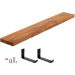 120cm tagre en bois brut tagre murale bois cuisine x2 supports noirs frne fonc
