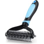 Peigne de toilettage - kakoo - brosse chiens et chats - acier inoxydable - bleu - exfoliation douce
