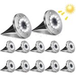 12pcs luminaire jardin au sol eclairage lampe solaire spot encastrable pour chemin terrasse cour souterraine[c ...