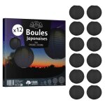 12x lanterne papier 40 cm noir suspension boule papier 40 cm (12) type lanterne japonaise pour decoration ...