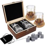 Coffret cadeau - amoune - 13pcs - pierres � whisky - verres � whisky - bois