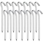 14 pcs sardines piquet piquets de tente en acier piquets de fixation sol crochet - idal pour le jardin ...