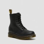 Bottes dr. martens 1460 pascal en cuir virginia - femme - noir - surpiqres jaunes - semelle  coussin ...