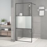 152106 vidaxl paroi de douche noir 90x195 cm verre esg demi - dpoli