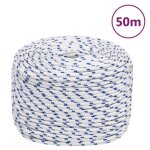 152285 vidaxl corde de bateau blanc 6 mm 50 m polypropylne