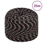 152342 vidaxl corde de bateau noir 8 mm 25 m polypropyl�ne