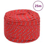 152400 vidaxl corde de bateau rouge 10 mm 25 m polypropyl�ne